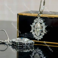 Marquise halo vintage art deco moissanite earrings| Doveggs