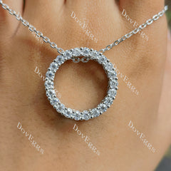 Round moissanite/lab grown diamond circle shape pendant necklace(pendant only)| DovEggs