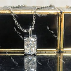Radiant art deco pave hidden halo pendant necklace (pendant only)| Doveggs