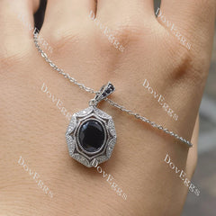 Art deco pave halo lab diamond pendant necklace semi-mount only(Exclusively to DovEggs Stones)