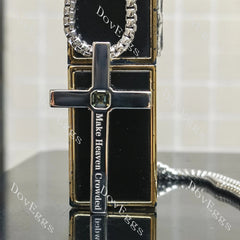 Asscher moissanite bezel Cross pendant necklace (pendant only)| Doveggs