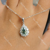 Aunty Maryanne’s Pear halo moissanite pendant necklace (pendant only)| Doveggs