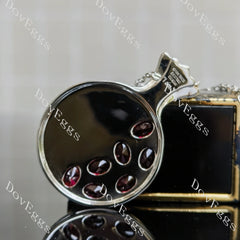 Oval flower carving colored gem pomegranate pendant necklace (pendant only)| Doveggs