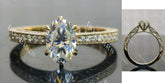 Oval vintage pave moissanite engagement ring| DovEggs