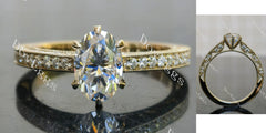 Oval vintage pave moissanite engagement ring| DovEggs