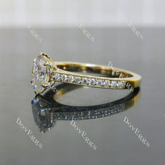Oval vintage pave moissanite engagement ring| DovEggs