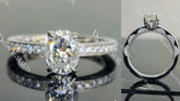 Oval pave vintage moissanite engagement ring| DovEggs
