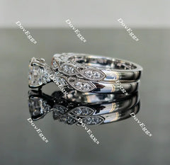 Oval art deco moissanite bridal set(2 rings)| DovEggs