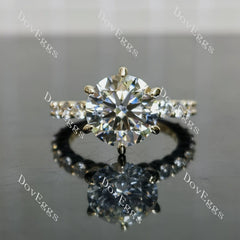 Round pave moissanite engagement ring| DovEggs