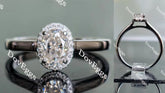 Oval cathedral halo moissanite engagement ring| DovEggs