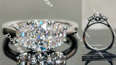 Oval three stones moissanite engagement ring| Doveggs