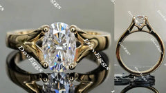 Oval solitaire split shank moissanite engagement ring| Doveggs