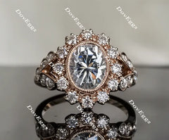 Group Order flower shape halo split shank moissanite/colored gem engagement ring
