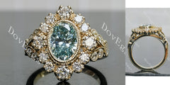 Tin’s Marisol Oval floral colored moissanite engagement ring | DovEggs