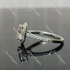Oval halo pave moissanite engagement ring only| DovEggs
