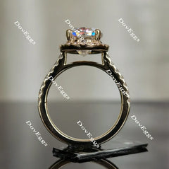 Oval halo pave moissanite engagement ring only| DovEggs