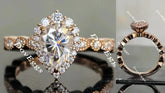 Art deco halo engagement ring only semi-mount only(Exclusively to DovEggs Stones)