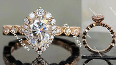 Art deco halo engagement ring only semi-mount only(Exclusively to DovEggs Stones)