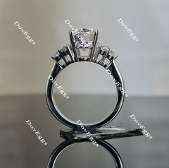 Teia Lily-Oval side stone moissanite engagement ring| DovEggs