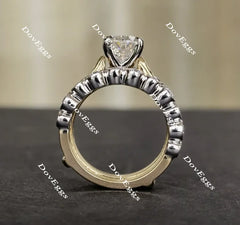 Oval art deco carved moissanite bridal set (2 rings)| DovEggs