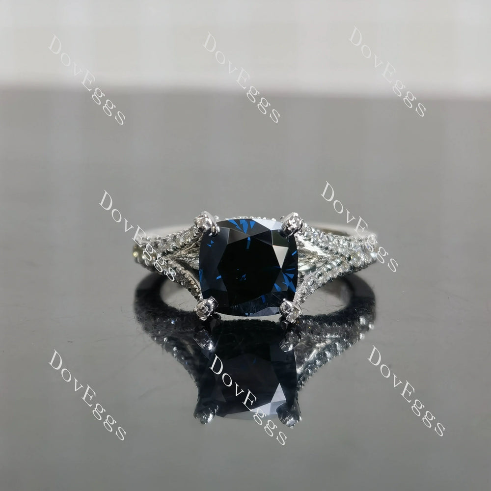 2ct(7.5mm) twilight blue Square Cushion & size 5.25