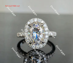 Doveggs asscher half eternity pave moissanite engagement ring