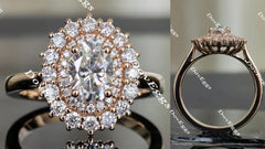 The Persephone-Oval flower shape halo moissanite engagement ring| DovEggs