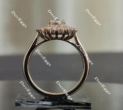 The Persephone-Oval flower shape halo moissanite engagement ring| DovEggs