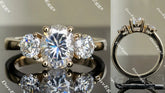 Oval three-stone moissanite engagement ring for women| DovEggs