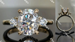 The Katherine-Oval side stone moissanite engagement ring| Doveggs