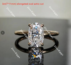 Oval hidden halo moissanite engagement ring| Doveggs