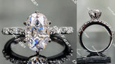 Oval art deco moissanite engagement ring| DovEggs