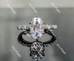 Oval art deco moissanite engagement ring| DovEggs