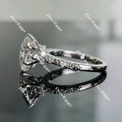 Oval art deco moissanite engagement ring| DovEggs