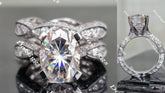 Oval art deco moissanite engagement ring(engagement ring only)| Doveggs