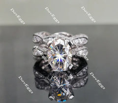 Oval art deco moissanite engagement ring(engagement ring only)| Doveggs