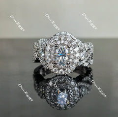 Oval halo pave moissanite bridal set(2 rings)| Doveggs