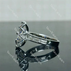 Half eternity floral pave engagement ring semi-mount only(Exclusively to DovEggs Stones)