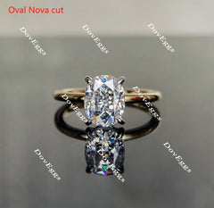 Oval hidden halo moissanite engagement ring| Doveggs