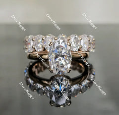 Oval pave moissanite engagement ring(engagement ring only)| DovEggs