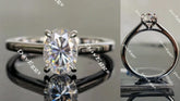 Oval solitaire oval moissanite engagement ring| Doveggs