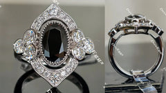 Oval flower shape halo moissanite engagement ring| Doveggs