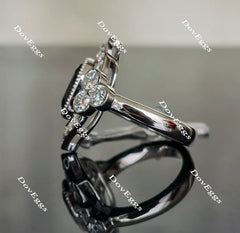 Oval flower shape halo moissanite engagement ring| Doveggs