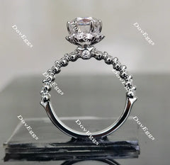 Oval half eternity moissanite engagement ring| Doveggs