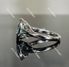 Oval bezel solitaire moissanite engagement ring| Doveggs