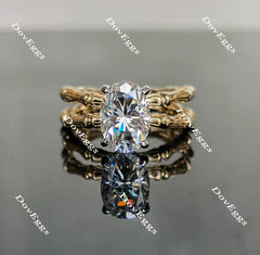 Curved bamboo engagement ring only semi-mount only(Exclusively to DovEggs Stones)