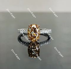 Oval champagne pave moissanite engagement ring| Doveggs