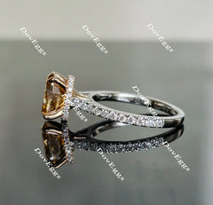 Oval champagne pave moissanite engagement ring| Doveggs
