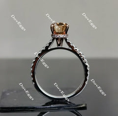 Oval champagne pave moissanite engagement ring| Doveggs