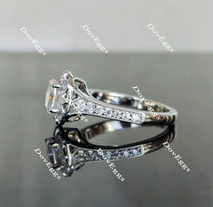 Oval floral half eternity pave moissanite engagement ring| Doveggs